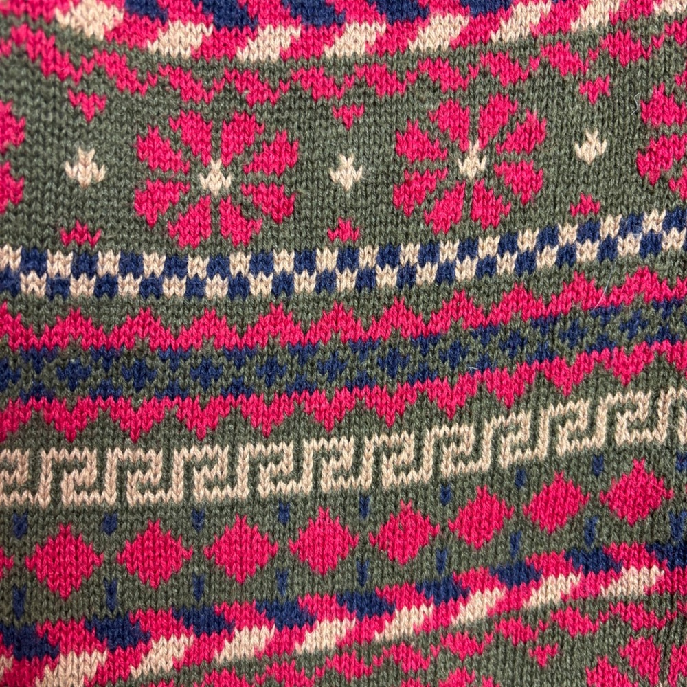 Vintage Catalina Fair‎ Isle Sweater Vest Womens Large Olive Green Pink Granny L - Picture 8 of 11
